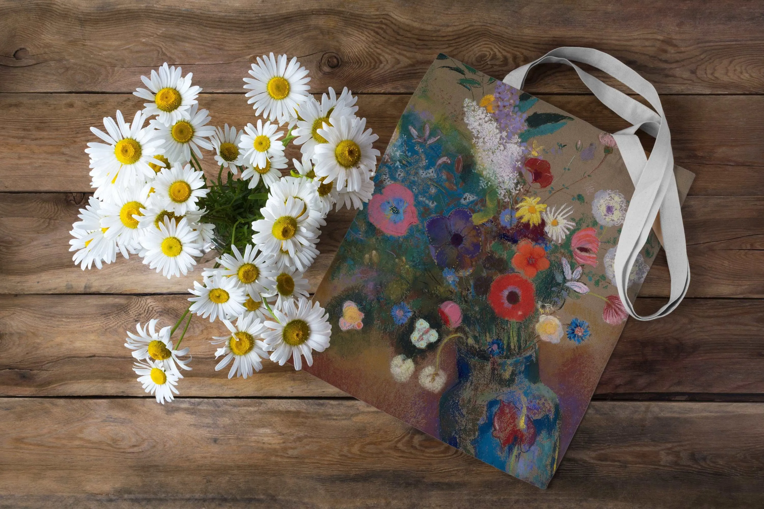 Floral Canvas Tote Bag - Artistic Shopper