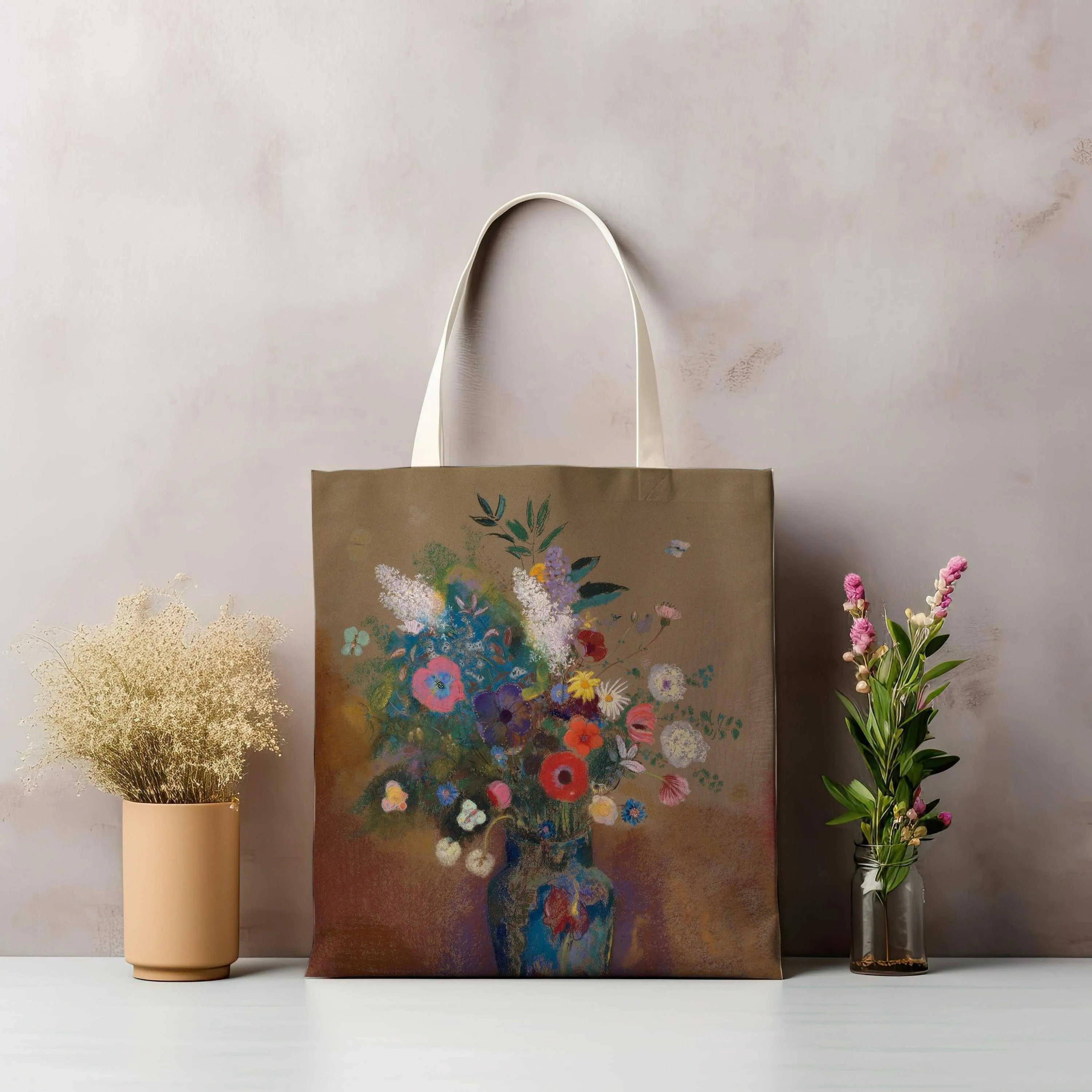 Floral Canvas Tote Bag - Artistic Shopper