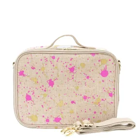 Fuschia & Gold Splatter Lunchbox - Linen