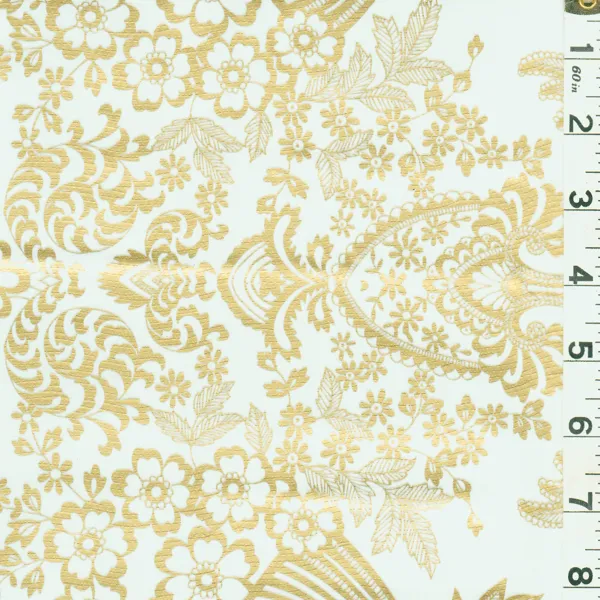 Gold Floral Oilcloth Roll Fabric