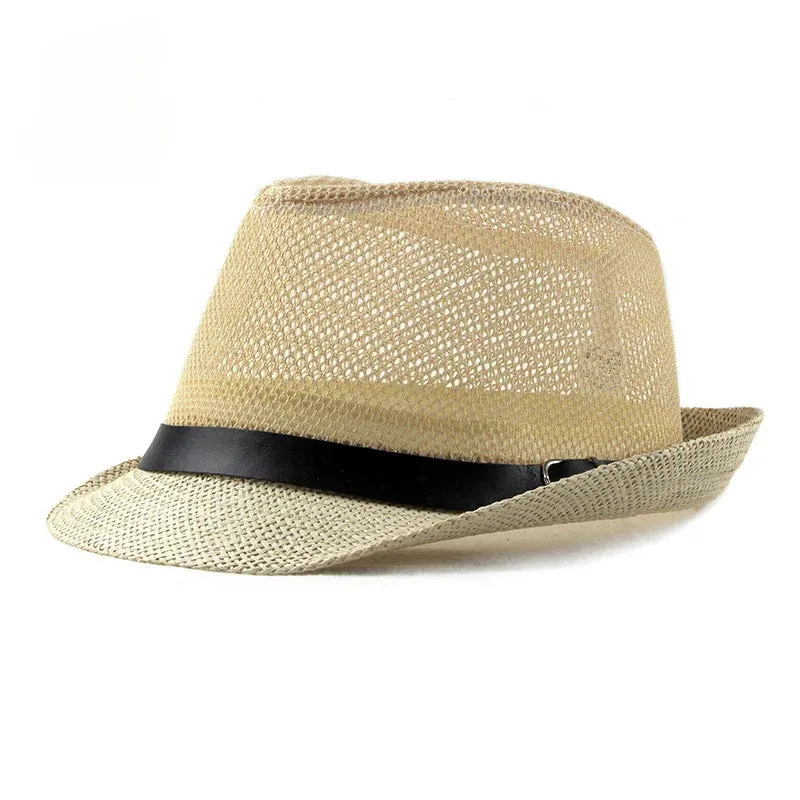 Hollow breathable Straw Trilby Hat