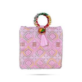 Ladies Hand Bag - 9 x 9 Inches | Handbag With Embroidery/ Womens Handbag/ Assorted Colours