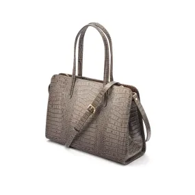 Ladies' Leather 15" Laptop Handbag - Grey Croc