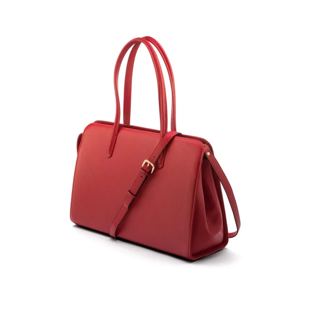 Ladies' Leather 15" Laptop Handbag - Red