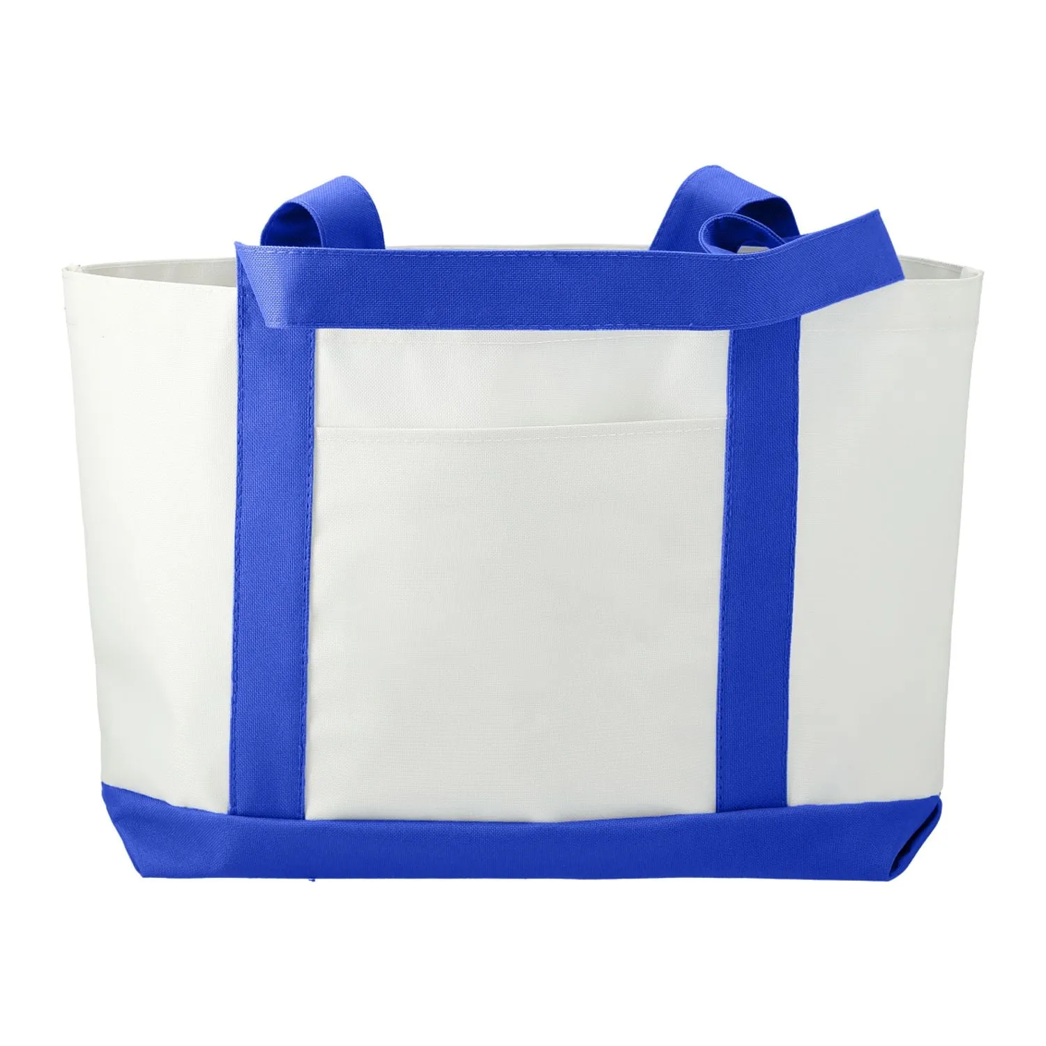 Large Canvas Boat Tote - White/Royal Blue