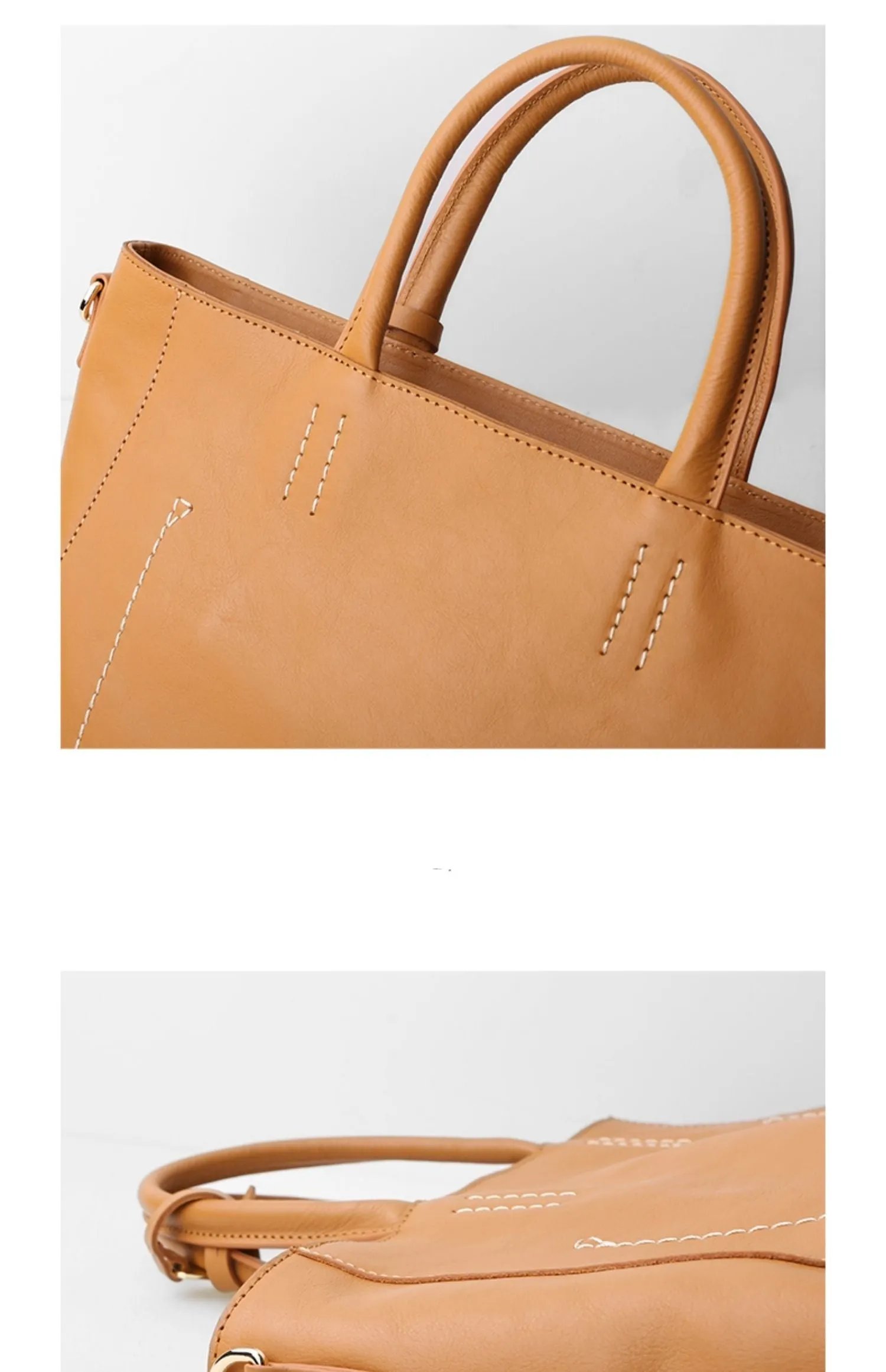 Large Full Grain Leather Tote Handbag