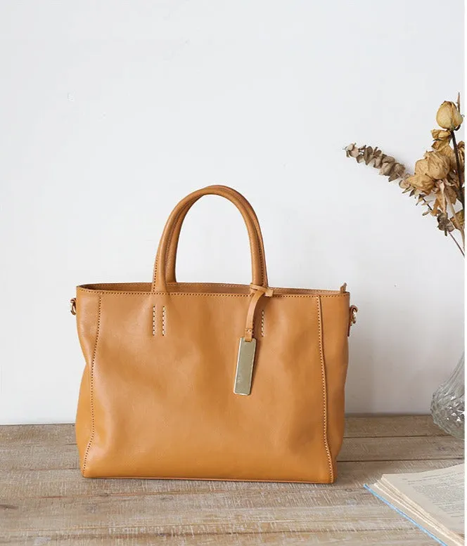 Large Full Grain Leather Tote Handbag