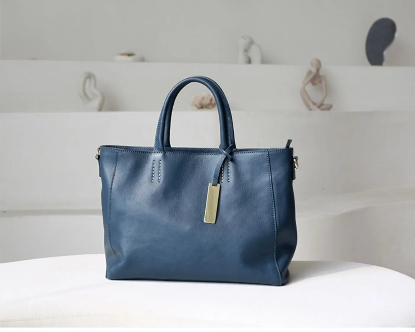 Large Full Grain Leather Tote Handbag