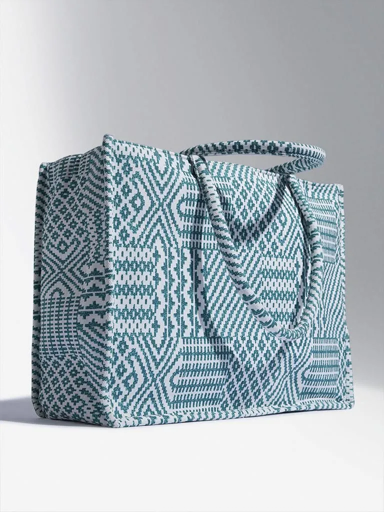 LOV Aqua Printed Tote Bag