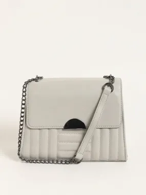 LOV Grey Chain-Trimmed Crossbody Bag