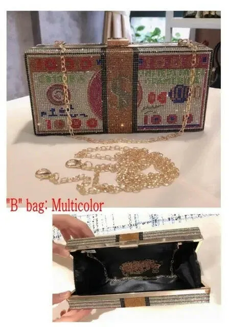 Luxury Novelty Crystal Money Handbag