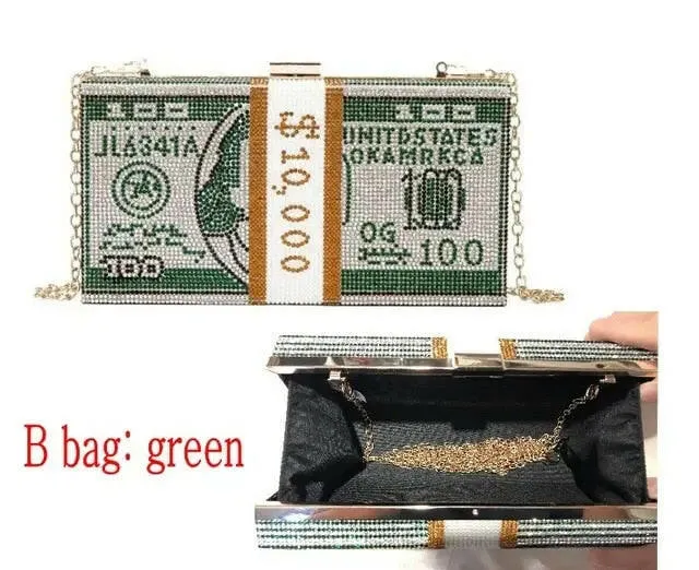 Luxury Novelty Crystal Money Handbag