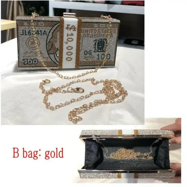 Luxury Novelty Crystal Money Handbag