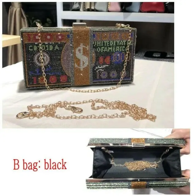 Luxury Novelty Crystal Money Handbag