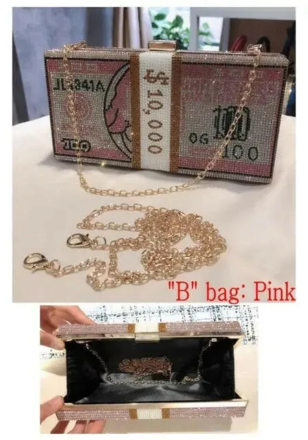 Luxury Novelty Crystal Money Handbag