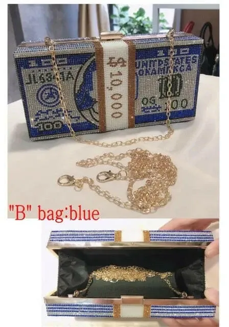 Luxury Novelty Crystal Money Handbag