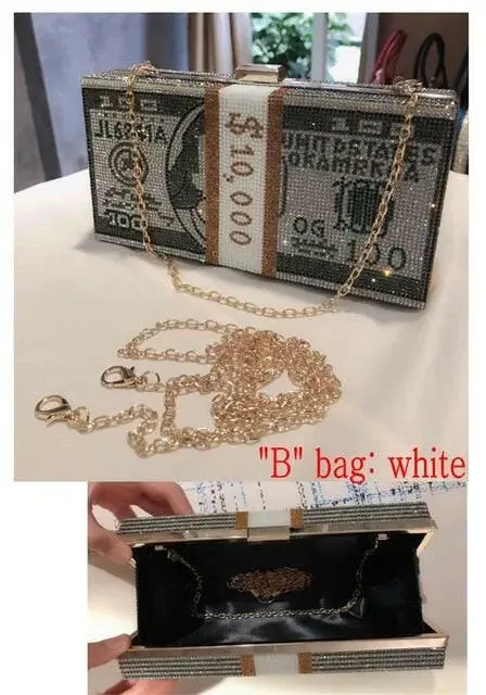 Luxury Novelty Crystal Money Handbag