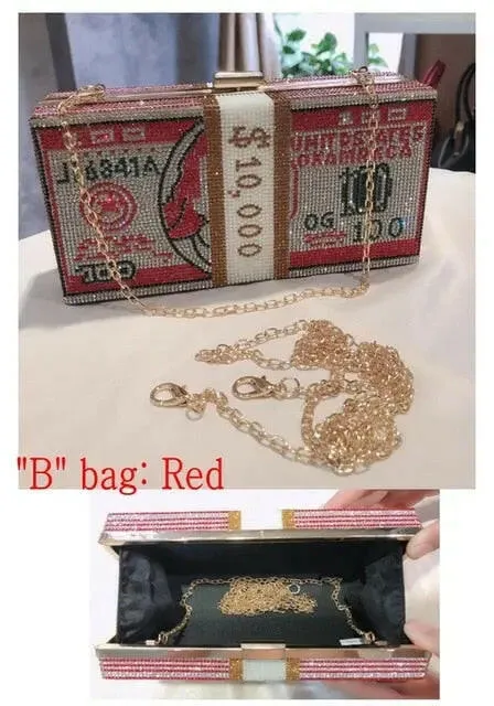 Luxury Novelty Crystal Money Handbag