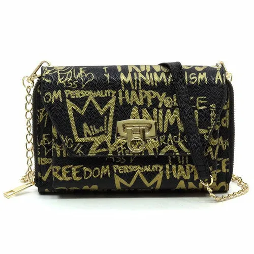 Multi Graffiti Crossbody Clutch