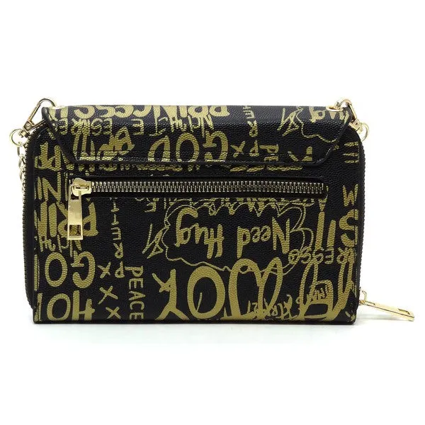 Multi Graffiti Crossbody Clutch