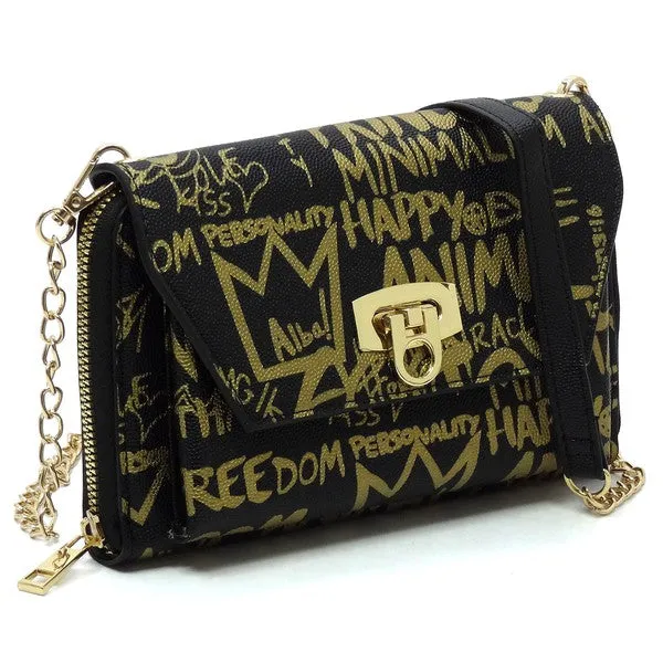 Multi Graffiti Crossbody Clutch