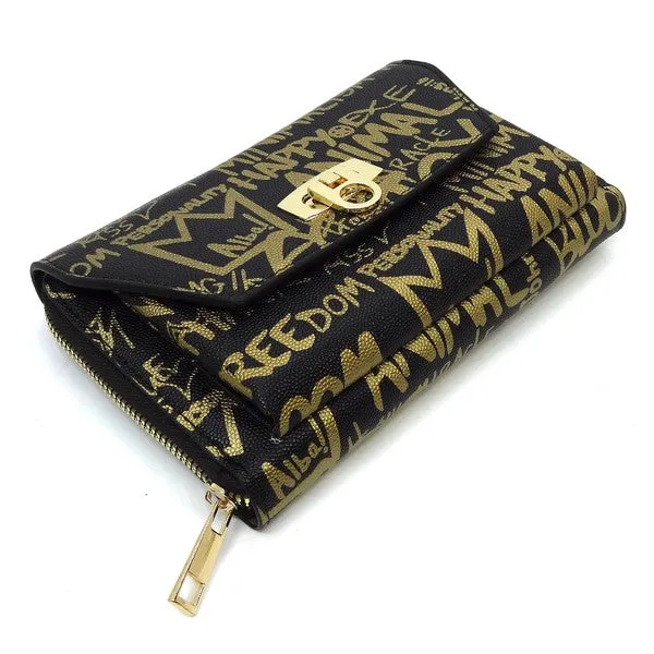 Multi Graffiti Crossbody Clutch