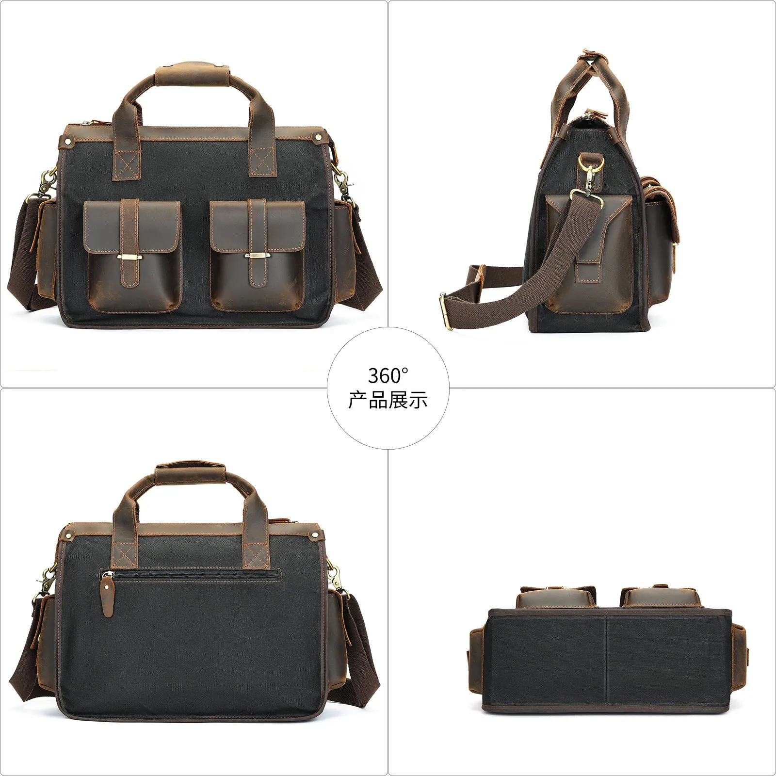 Personalized Waxed Canvas Briefcase for Laptop