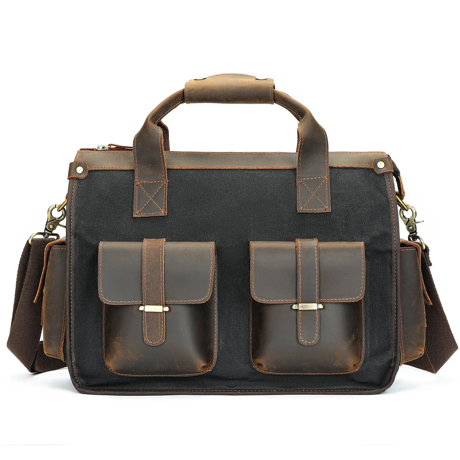 Personalized Waxed Canvas Briefcase for Laptop