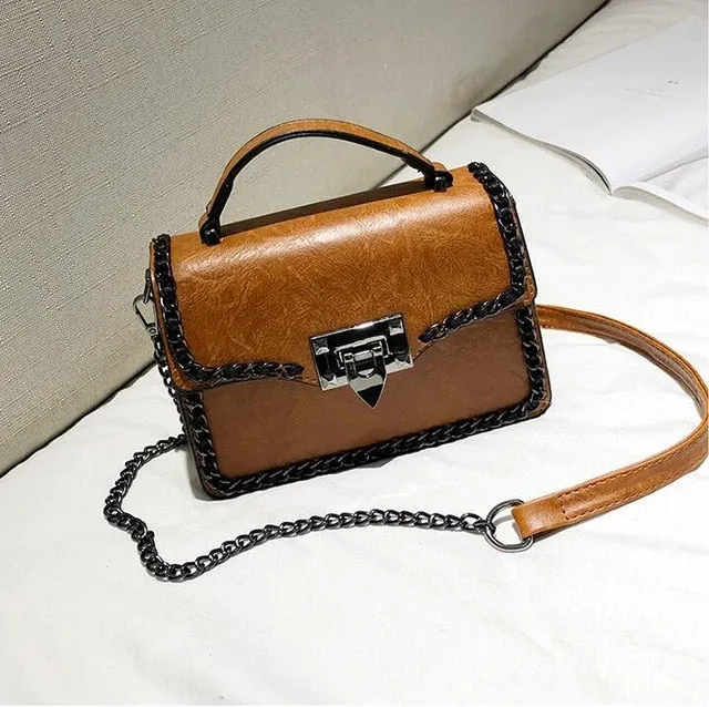 Retro Fashion Female Square Leather Bag