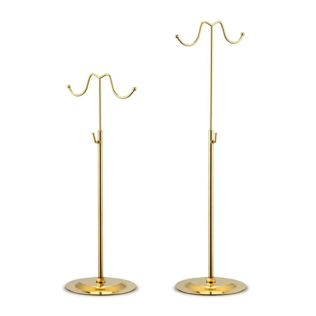 Set of 2 Elitnus Gold Purse Display Stand - Adjustable Height Double Hook Handbag Display Stands