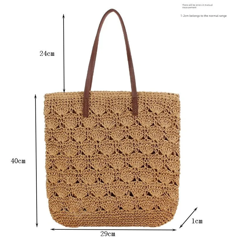 Store Manager Recommend Versatile Holiday Travel Photo Woven Bag Mori Style in Japan and Korea Artsy Wind Crochet Shoulder Bag Straw Bag