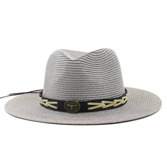 Straw Wide Brim Hat with Braided Hat Band