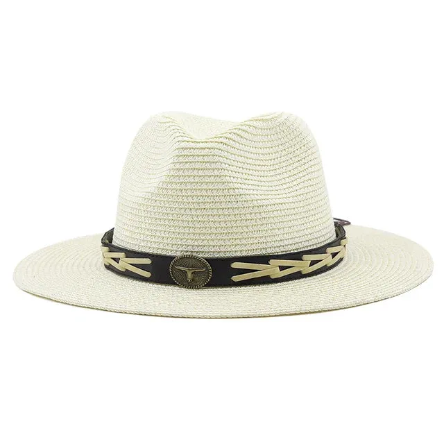 Straw Wide Brim Hat with Braided Hat Band