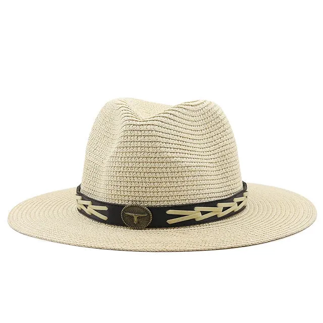 Straw Wide Brim Hat with Braided Hat Band