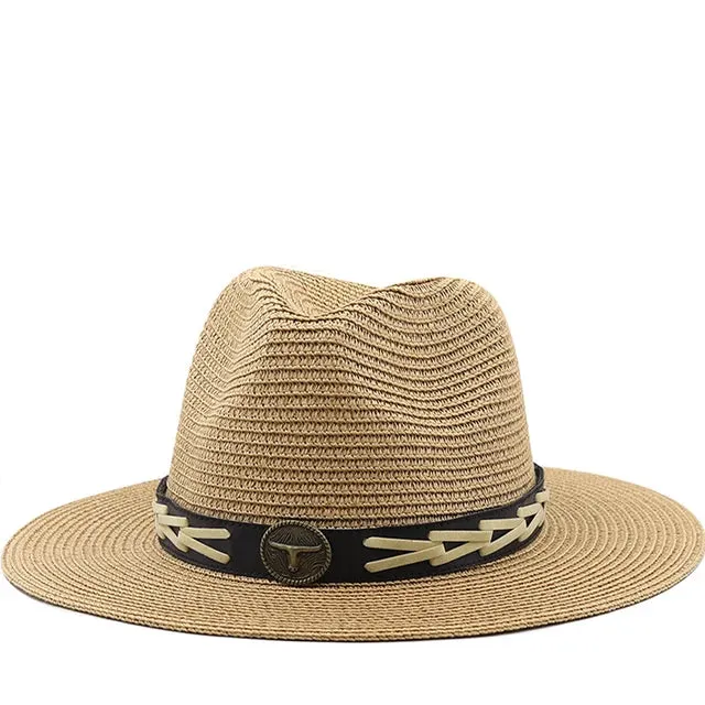 Straw Wide Brim Hat with Braided Hat Band