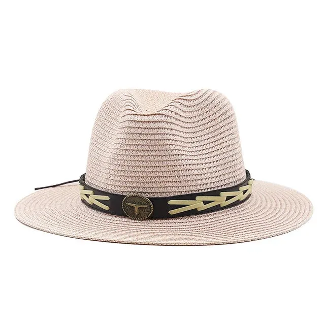 Straw Wide Brim Hat with Braided Hat Band