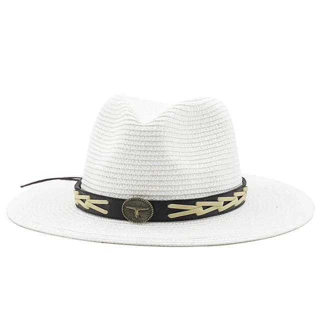 Straw Wide Brim Hat with Braided Hat Band