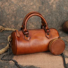 Stylish Ladies Barrel Handbag Brown Shoulder Bag For Women