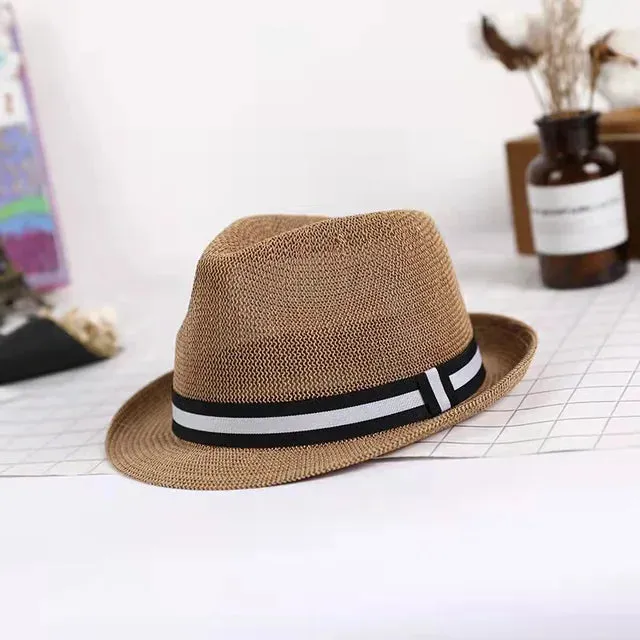 Summer Straw Hollow Breathable Trilby Hat