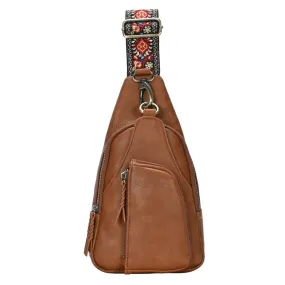 Tasha Embroidered Sling Bag(Cognac)