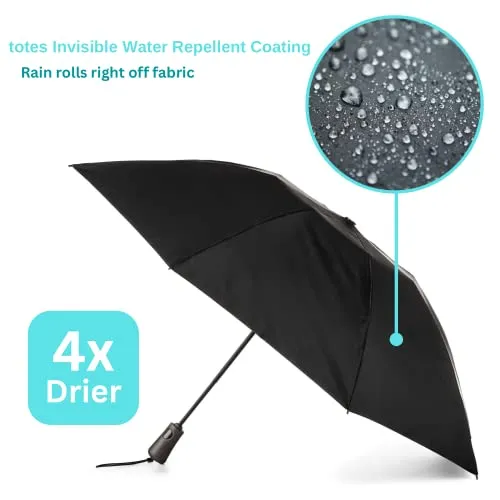 Totes InBrella Reverse Closing Folding Umbrella – Inverted Closure