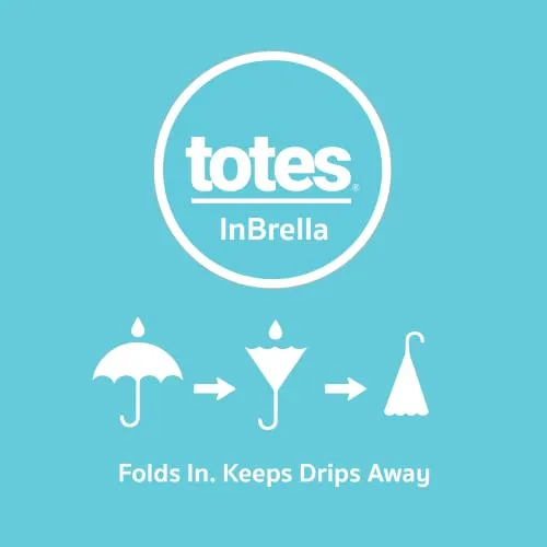 Totes InBrella Reverse Closing Folding Umbrella – Inverted Closure