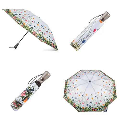 Totes InBrella Reverse Closing Folding Umbrella – Inverted Closure