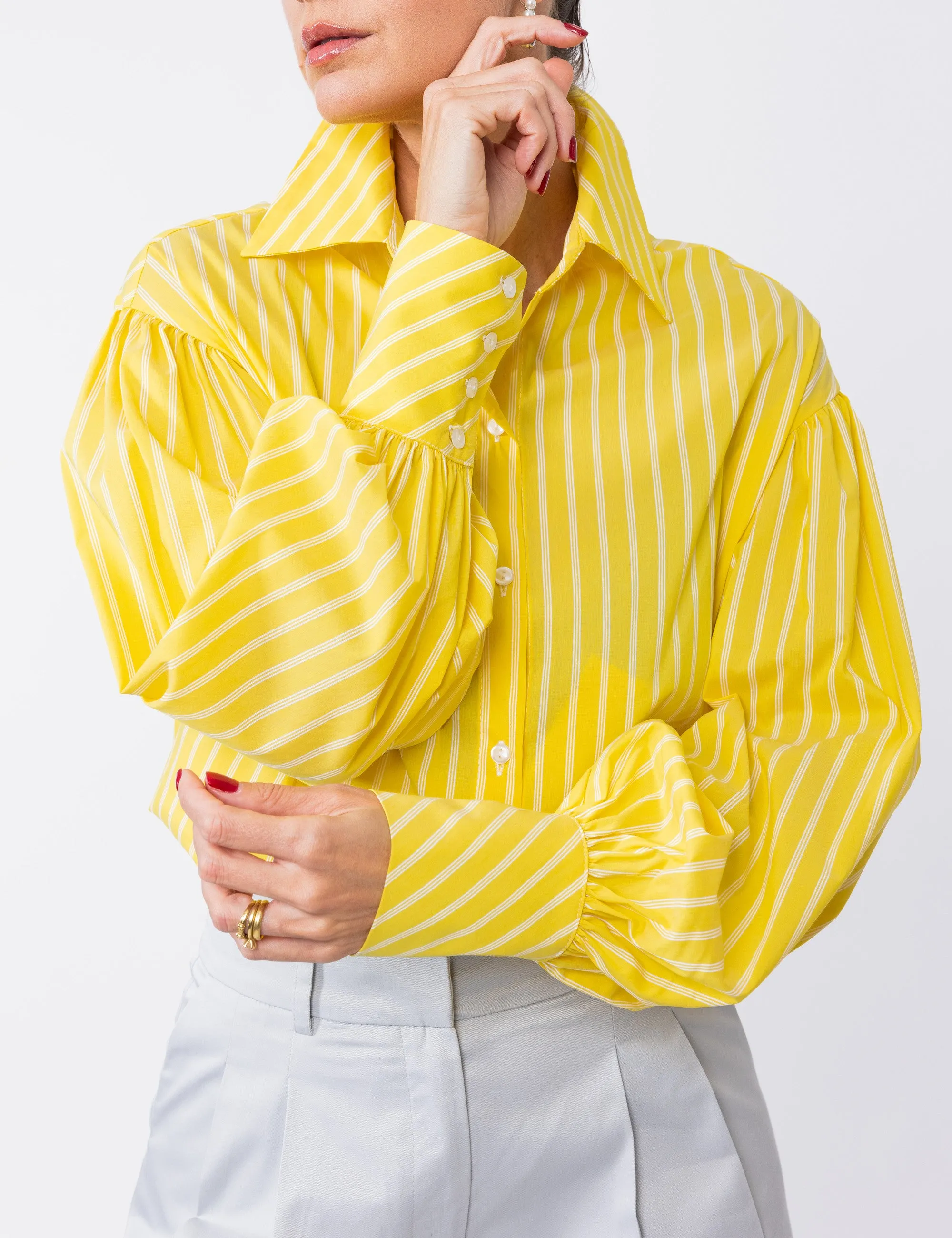 UC Puff Maxi Stripped Shirt Yellow