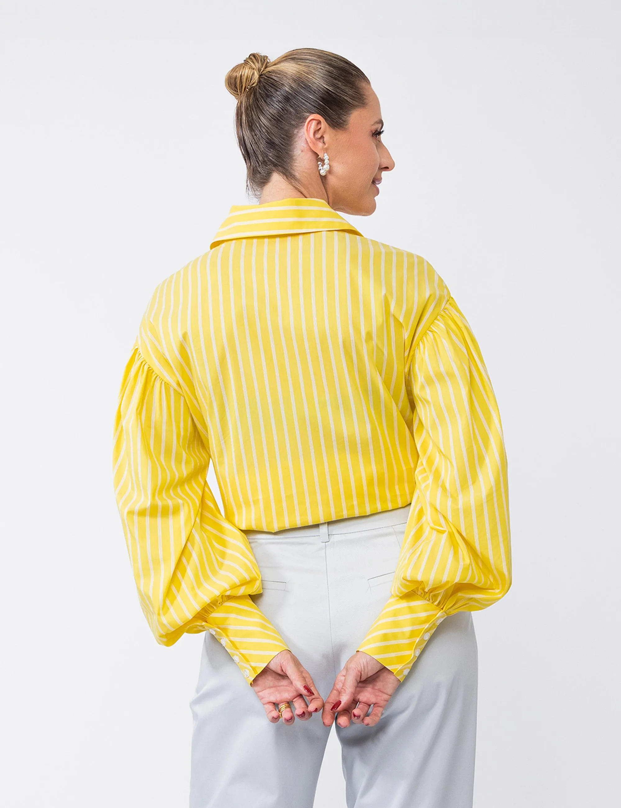 UC Puff Maxi Stripped Shirt Yellow