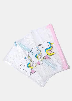 Unicorn Print Mesh Pouch