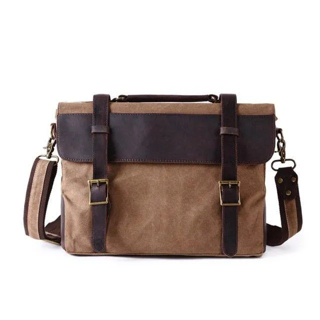 Vintage Canvas Genuine Leather Messenger Bag