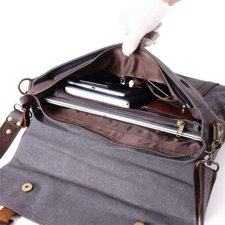 Vintage Canvas Genuine Leather Messenger Bag