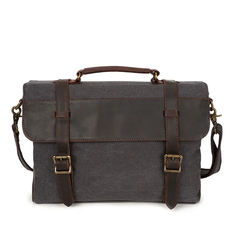 Vintage Canvas Genuine Leather Messenger Bag