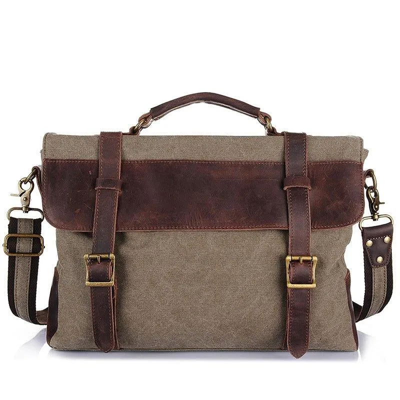 Vintage Canvas Genuine Leather Messenger Bag